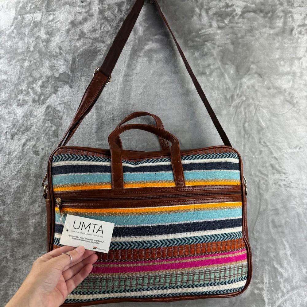 UMTA Jacquard Laptop Bag Unisex OS Multi-Color Stripe Hand-Block Print (2541) - Picture 2 of 7